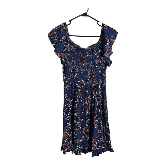 Altar'd State Blue Floral Smocked Dress S Small Cottage Romantic Girly Flutter - Picture 1 of 5